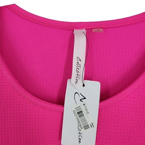 NY Collection Medium Pink Short Sleeve Knit Dress Barbiecore - Picture 2 of 6